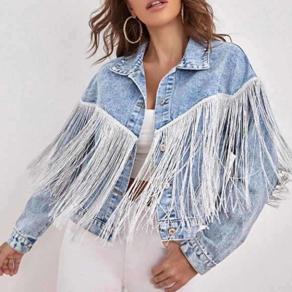 Sexy Fringe Trim Denim Jacket - Picture 2 of 11